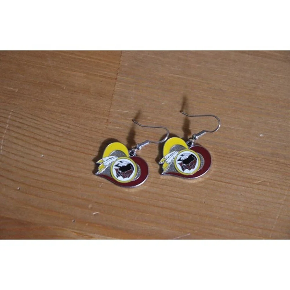 Vintage Washington Redskins Swirl Heart Dangle Earrings NFL